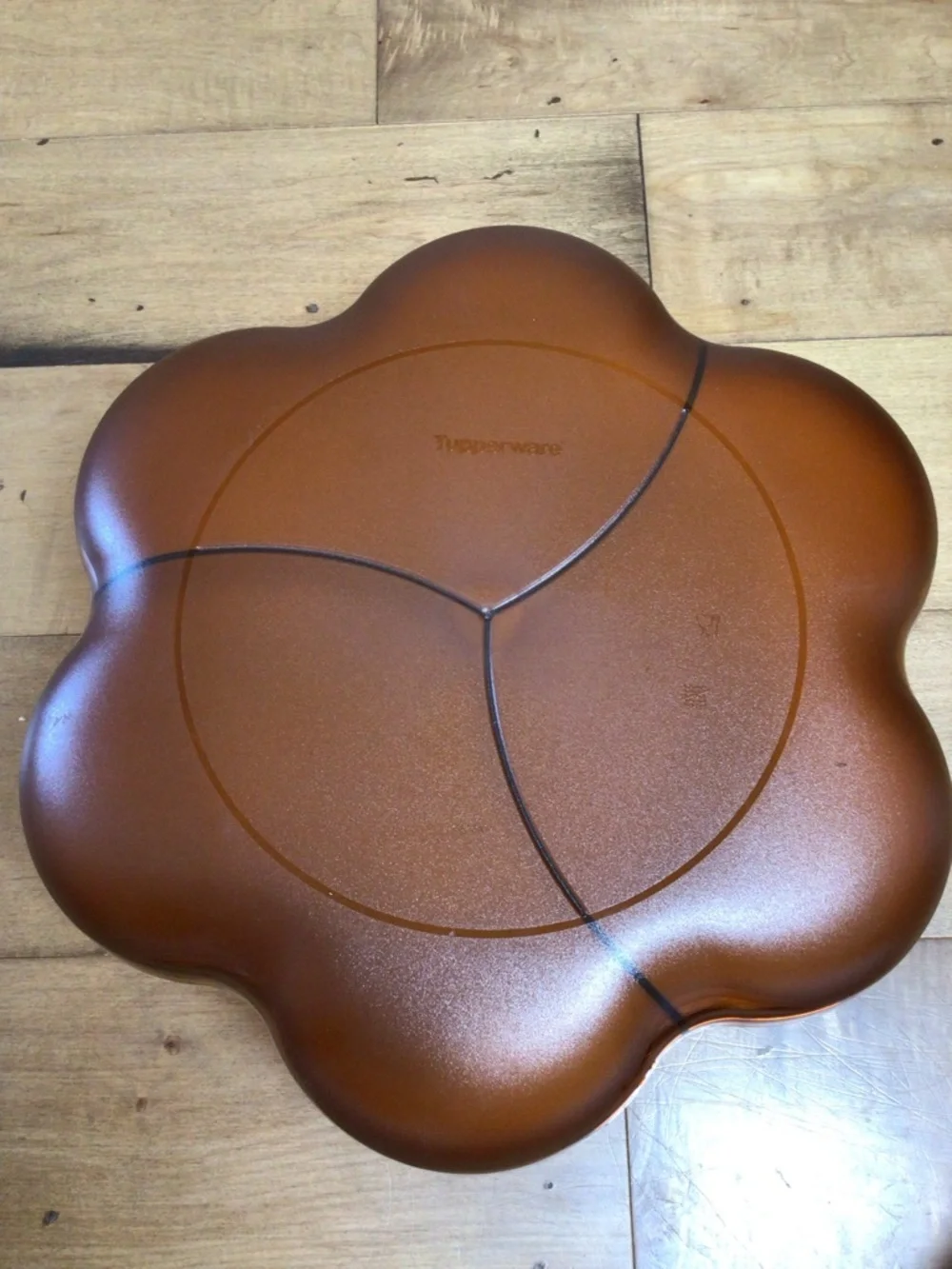 Vintage Tupperware Amber Chip Dip Serving Bowl Set Flower Divided Snack Tray.